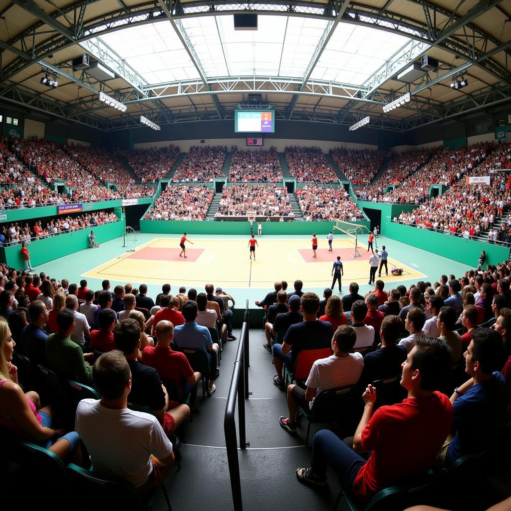 Jai alai fans watching a game