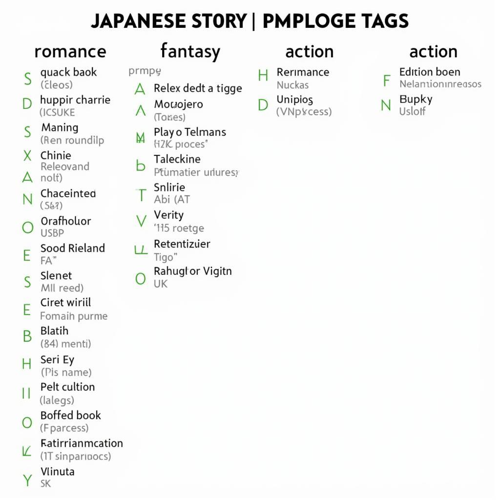 Japanese Fanfiction Website Tags and Genres