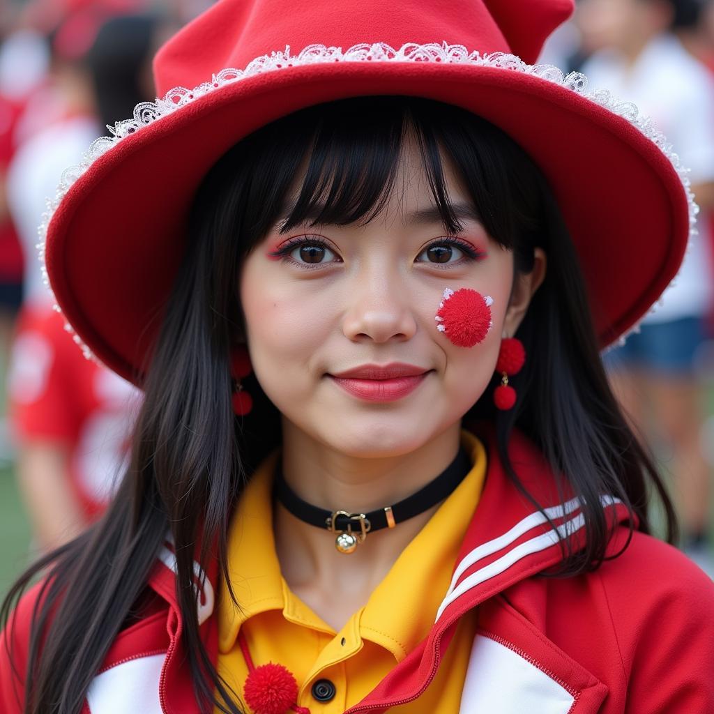 A Japanese fan showcasing her unique World Cup fashion style