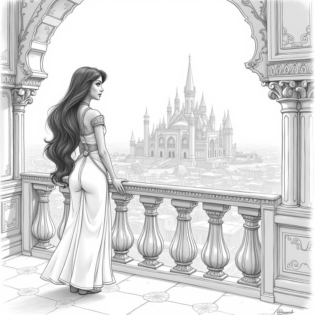 Jasmine on the Palace Balcony Fan Art