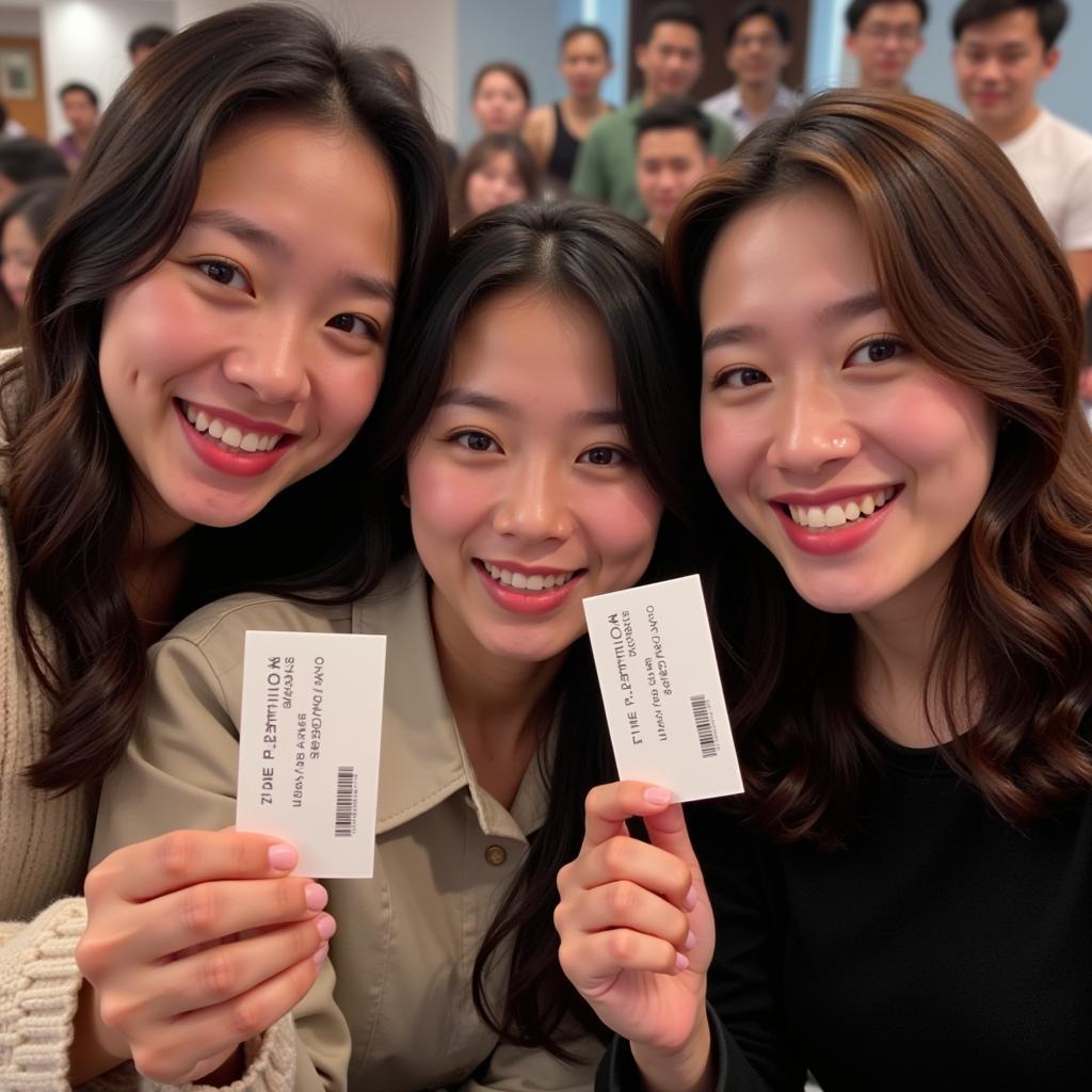 Fans holding tickets to a Ji Chang Wook fan meeting