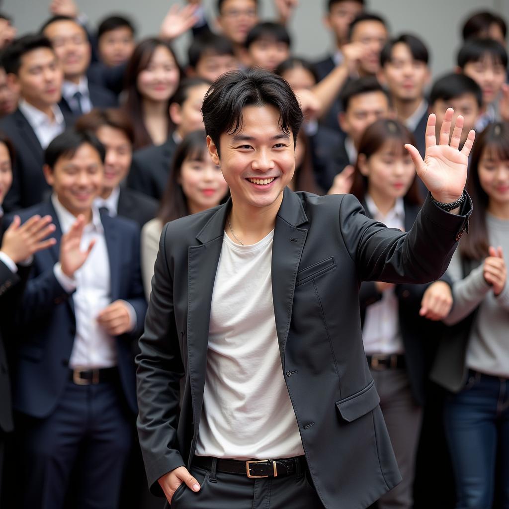 Joo Won waving to fans at a recent event