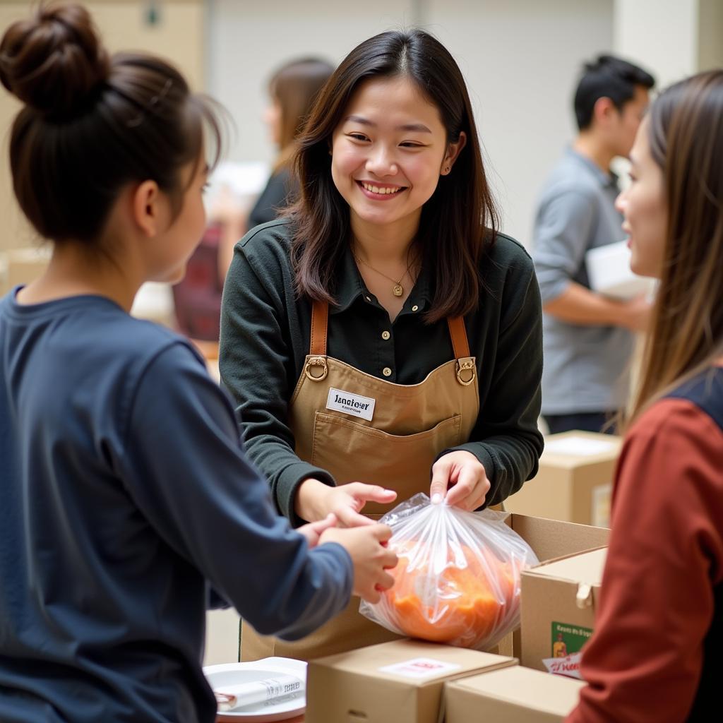 Julia Fan volunteering at a Thanksgiving food drive