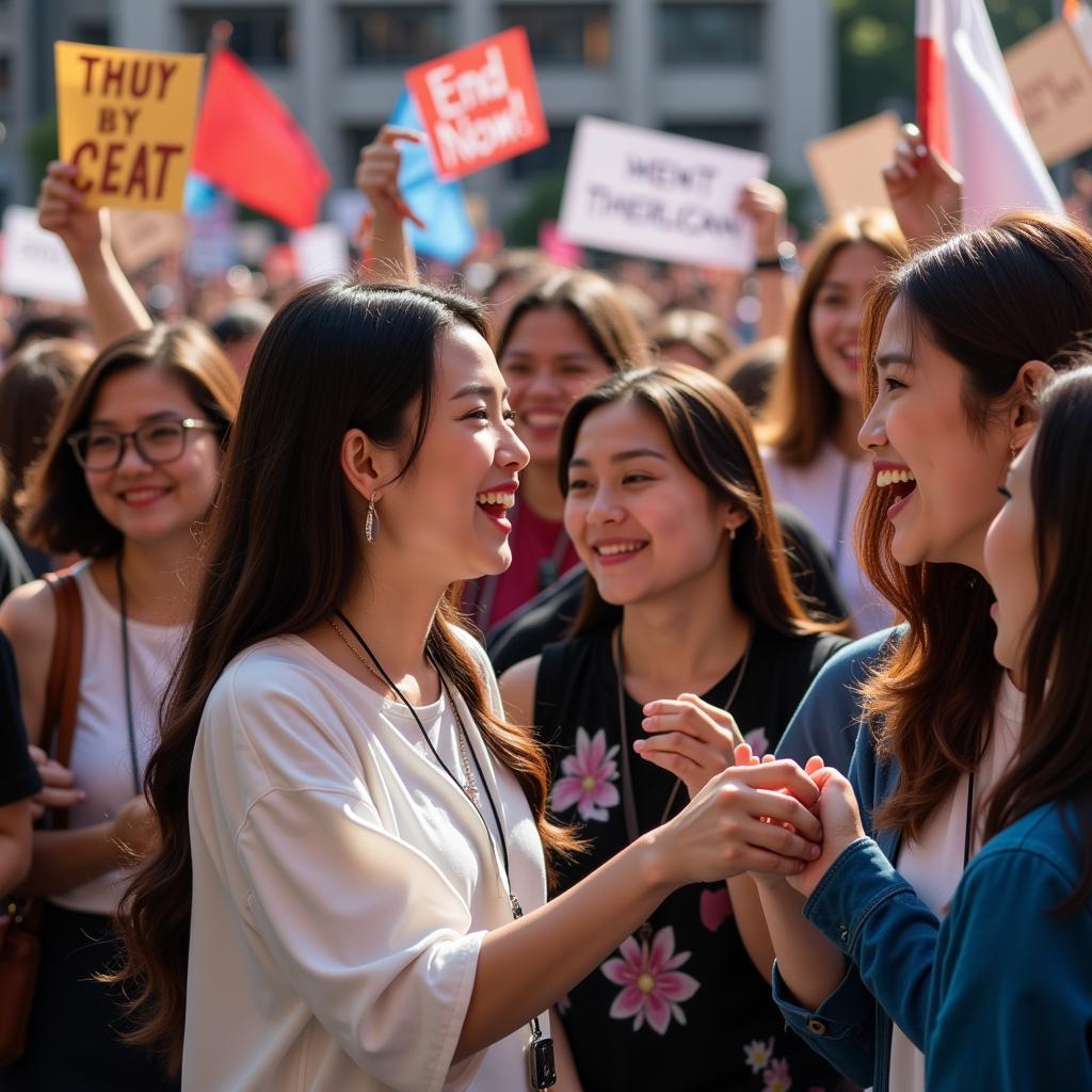 Jun Vi interacting with fans at a fan meeting