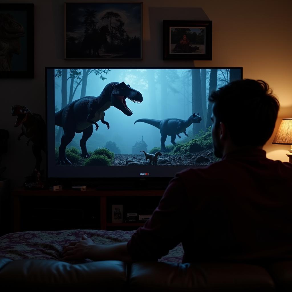 Jurassic Park Fan Watching Movie