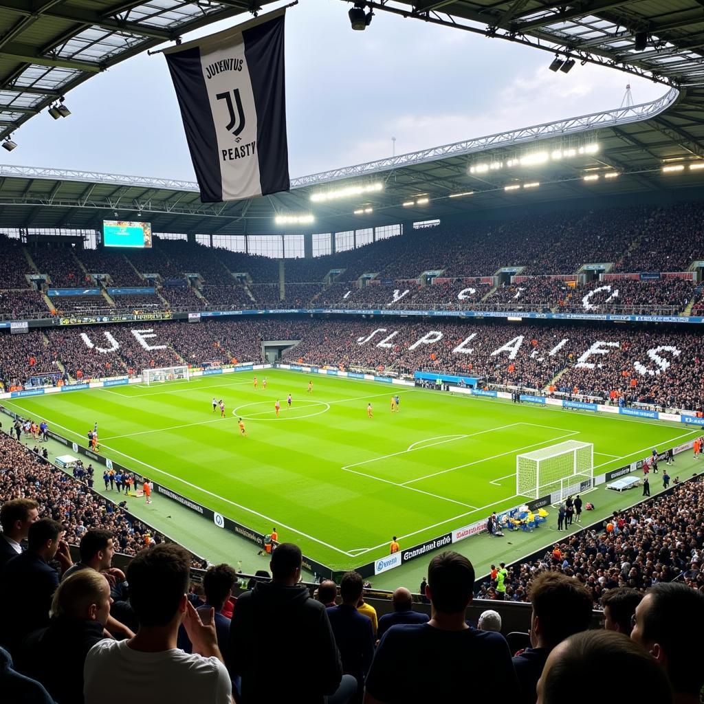 Juventus Fans Displaying Banners in the Stadium