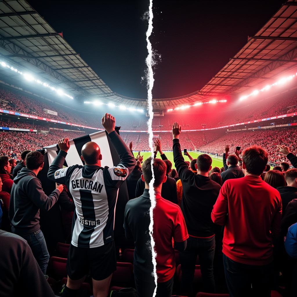 Juventus and Manchester United Fans in Stadium