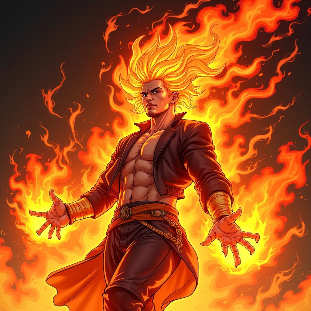 Kamiki Burning Digital Illustration with Fiery Background