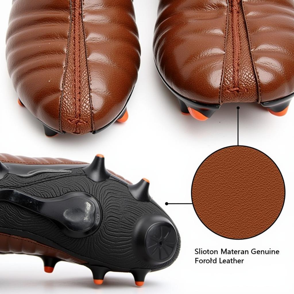 Close-up view of kangaroo PU leather football boots