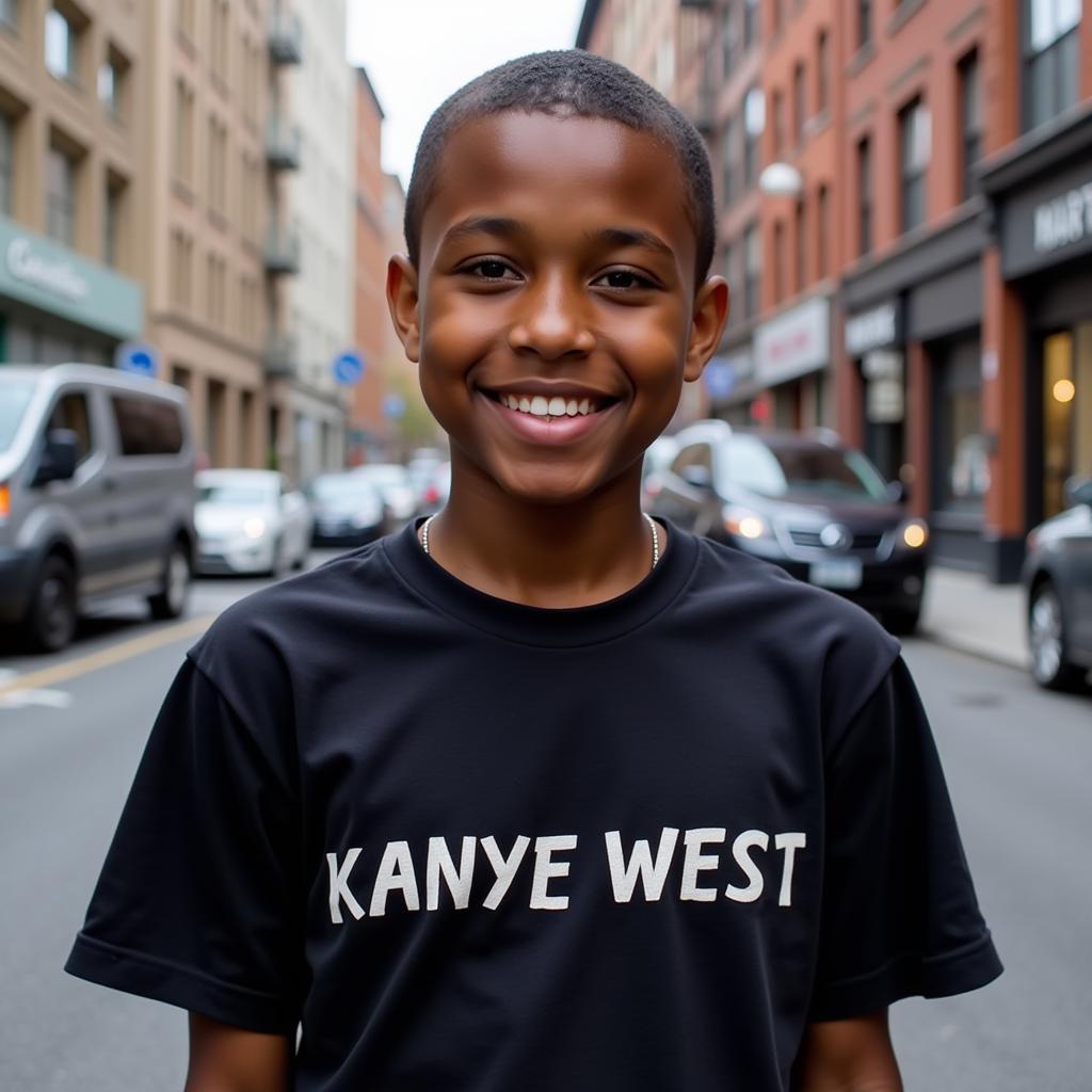 Kanye West Fan Wearing Merchandise