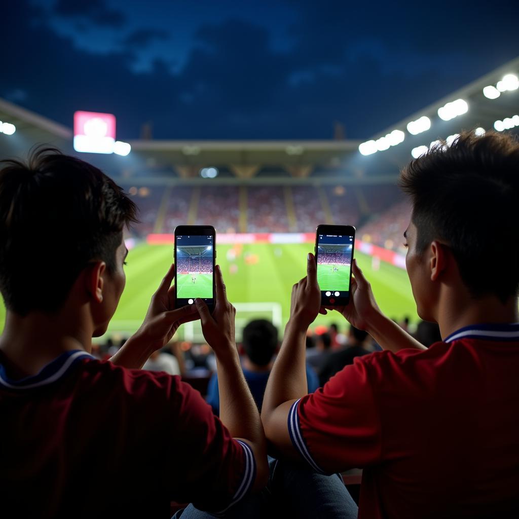 Malaysian Fans Watching Match on Mobile