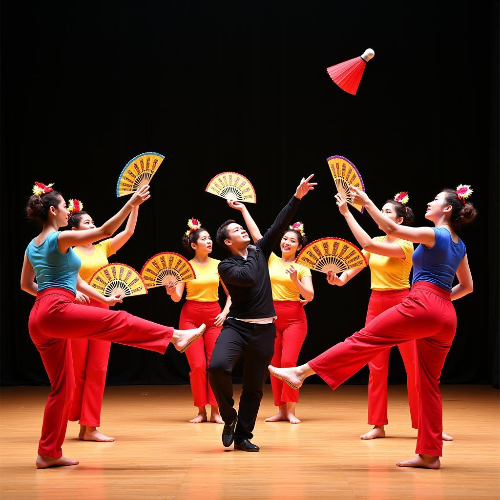 Vietnamese Kha Banh Hand Fan Dance Performance