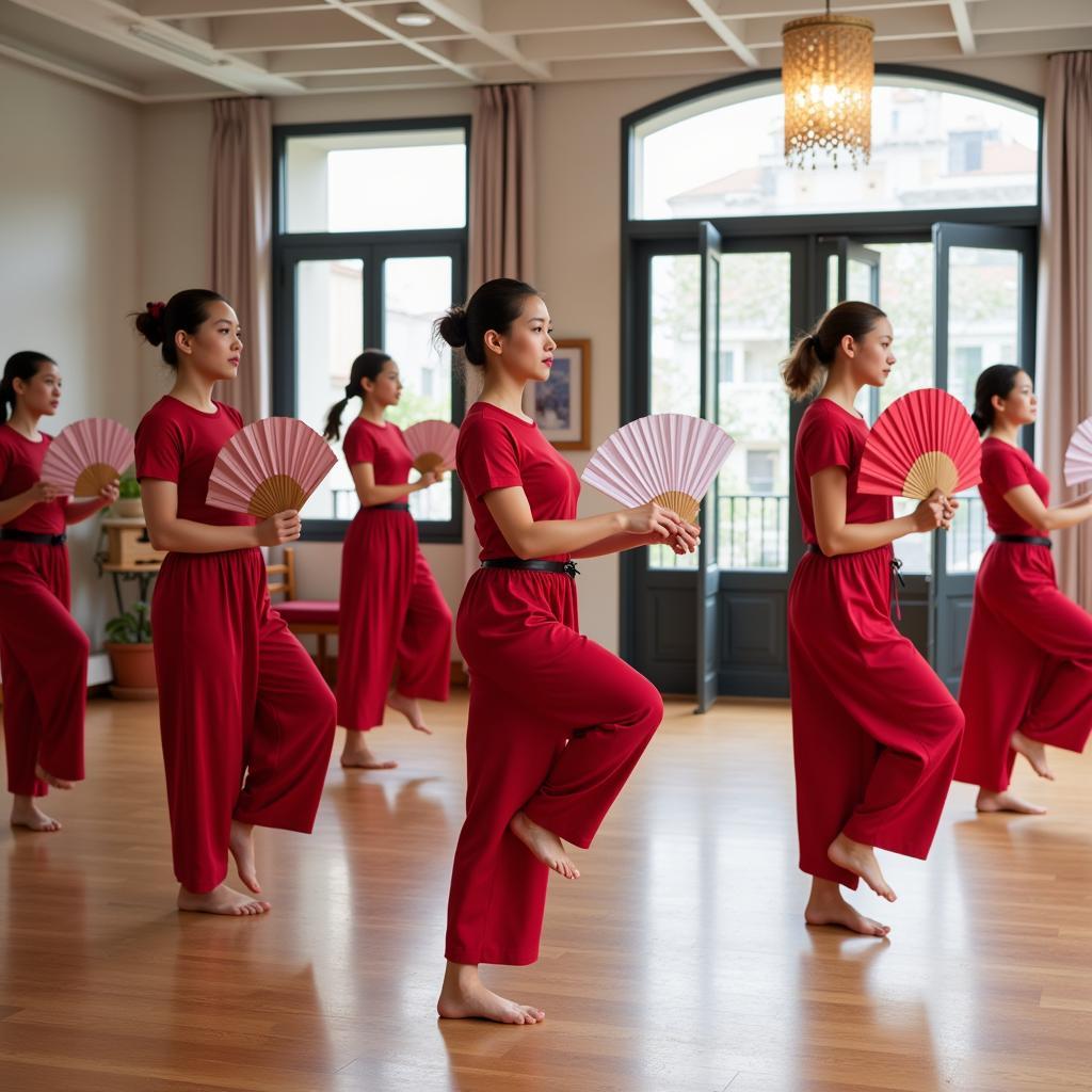 Kha Banh Hand Fan Dance Training Session