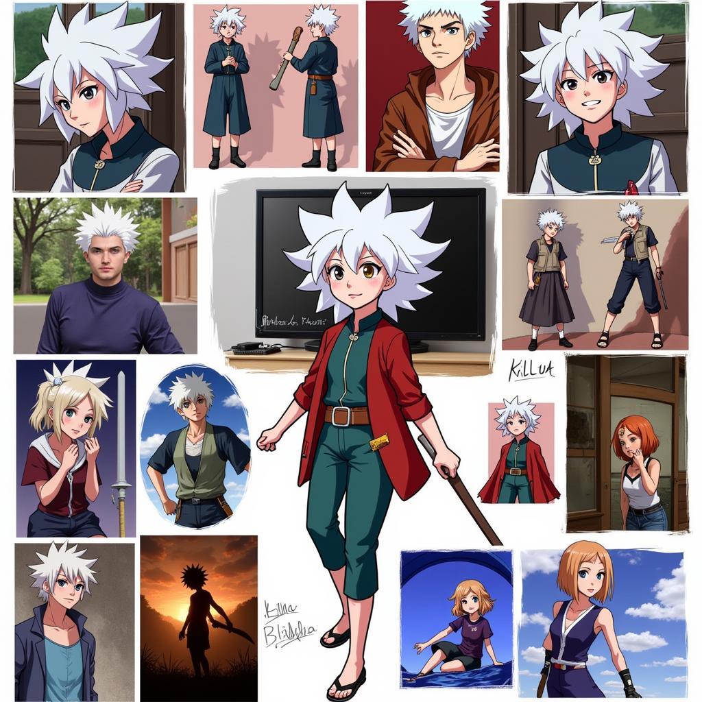 Cosplayers dressed as Killua and examples of vibrant fan art.