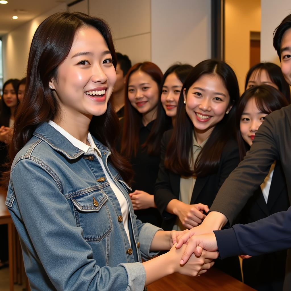 Kim Go Eun interacting with fans at a fan meeting.