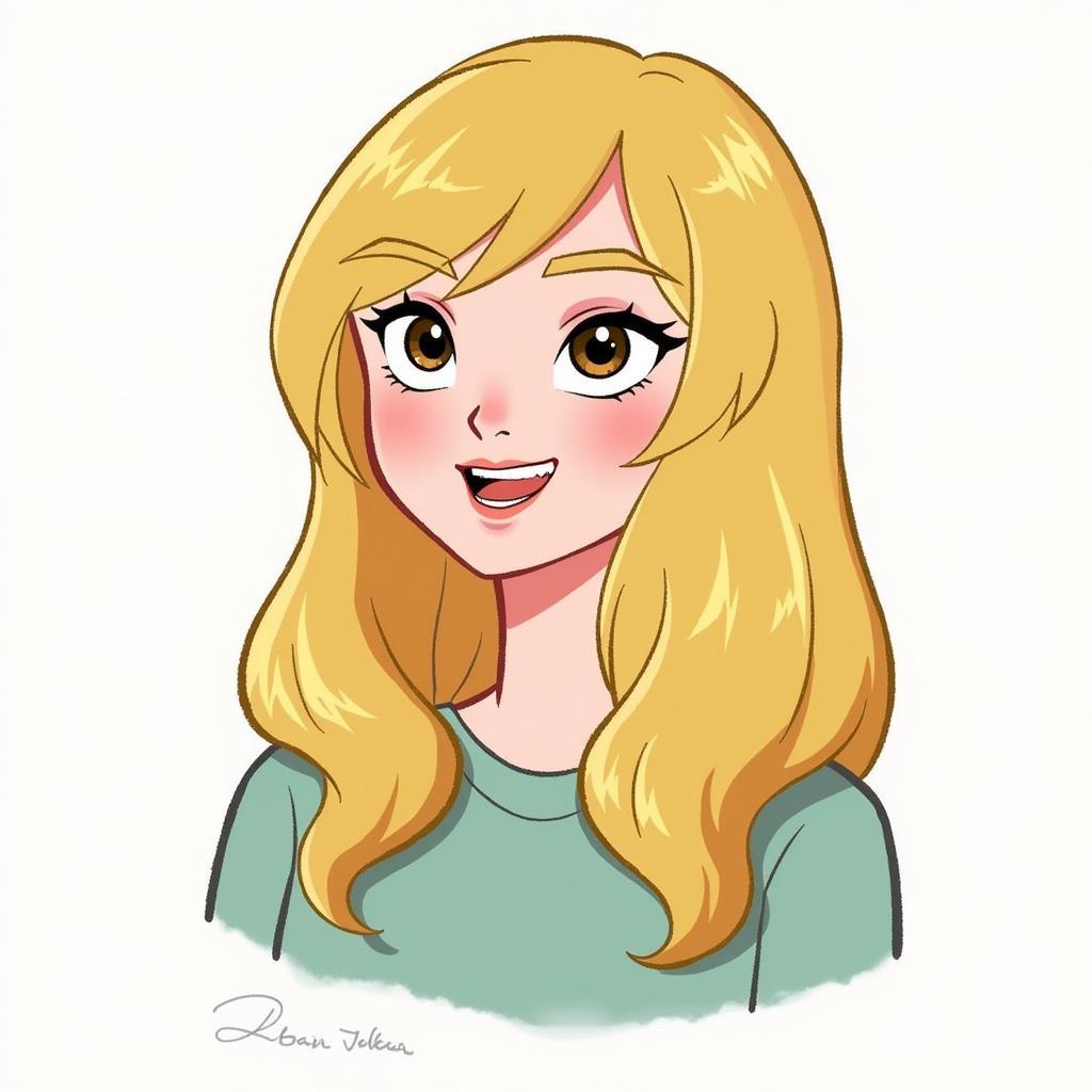 Kim Possible Drawn in the Style of Dakota Fanning