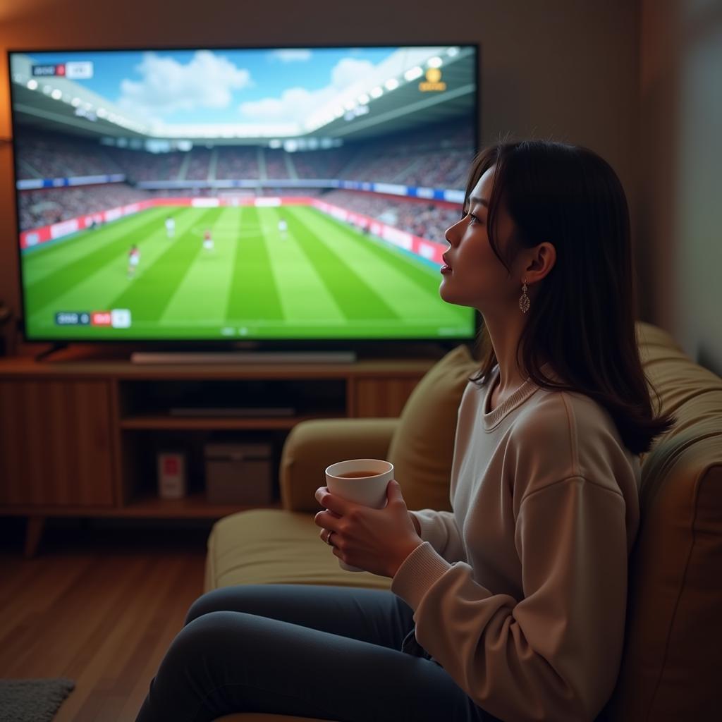 Kim So Hyun Watching a Football Match