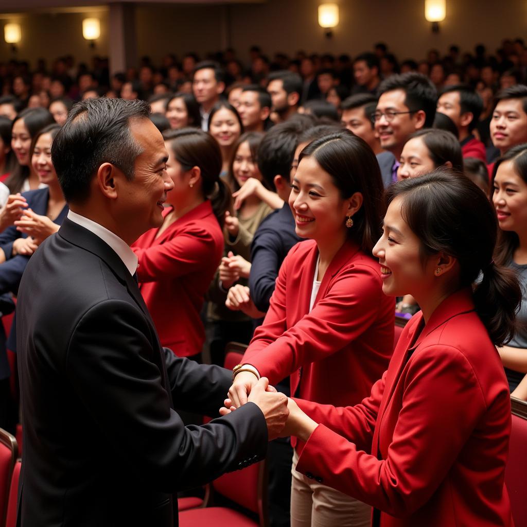 Kim Tu Long and Ngoc Huyen Interacting with Fans