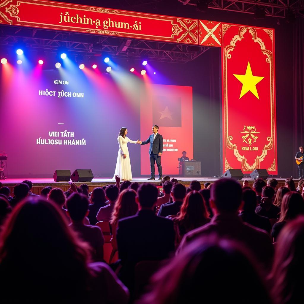 Kim Tu Long and Ngoc Huyen on Stage at Fan Meeting