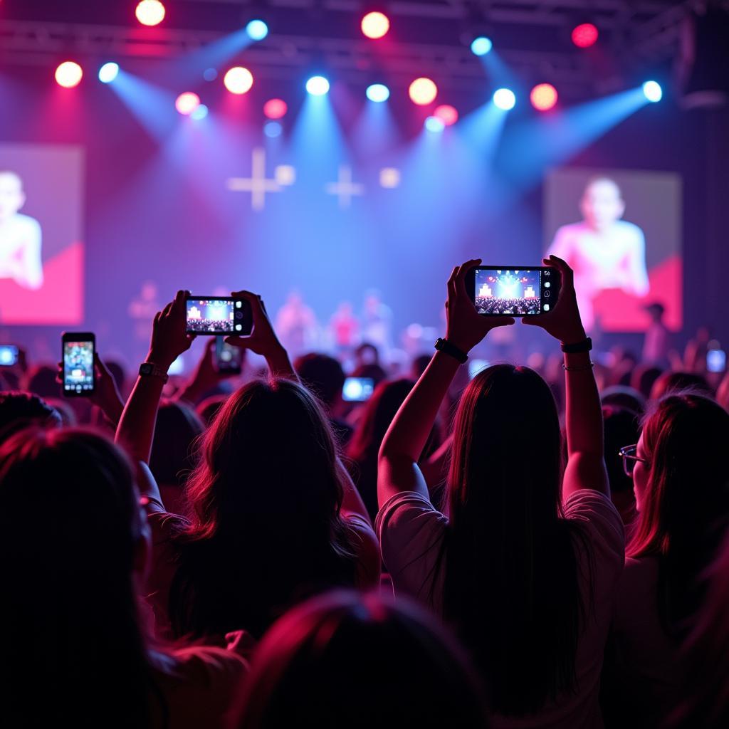 Fans capturing memorable moments at a Korean fan meeting in Vietnam