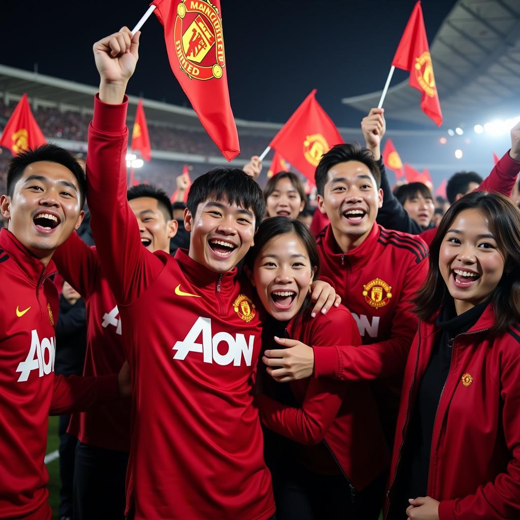 Korean Red Devils celebrating a Manchester United victory