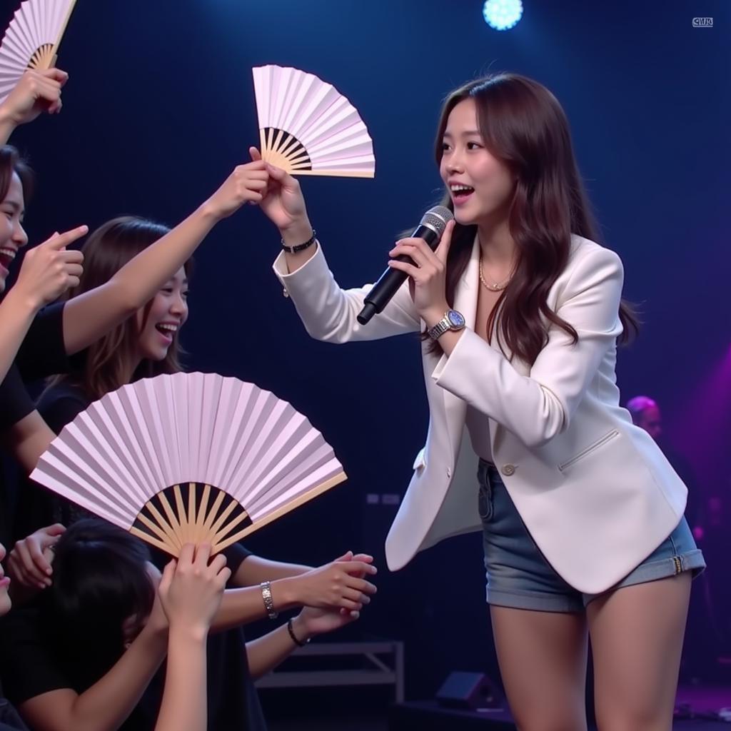 Kpop Idol Interacting with Fan Hand-Fan