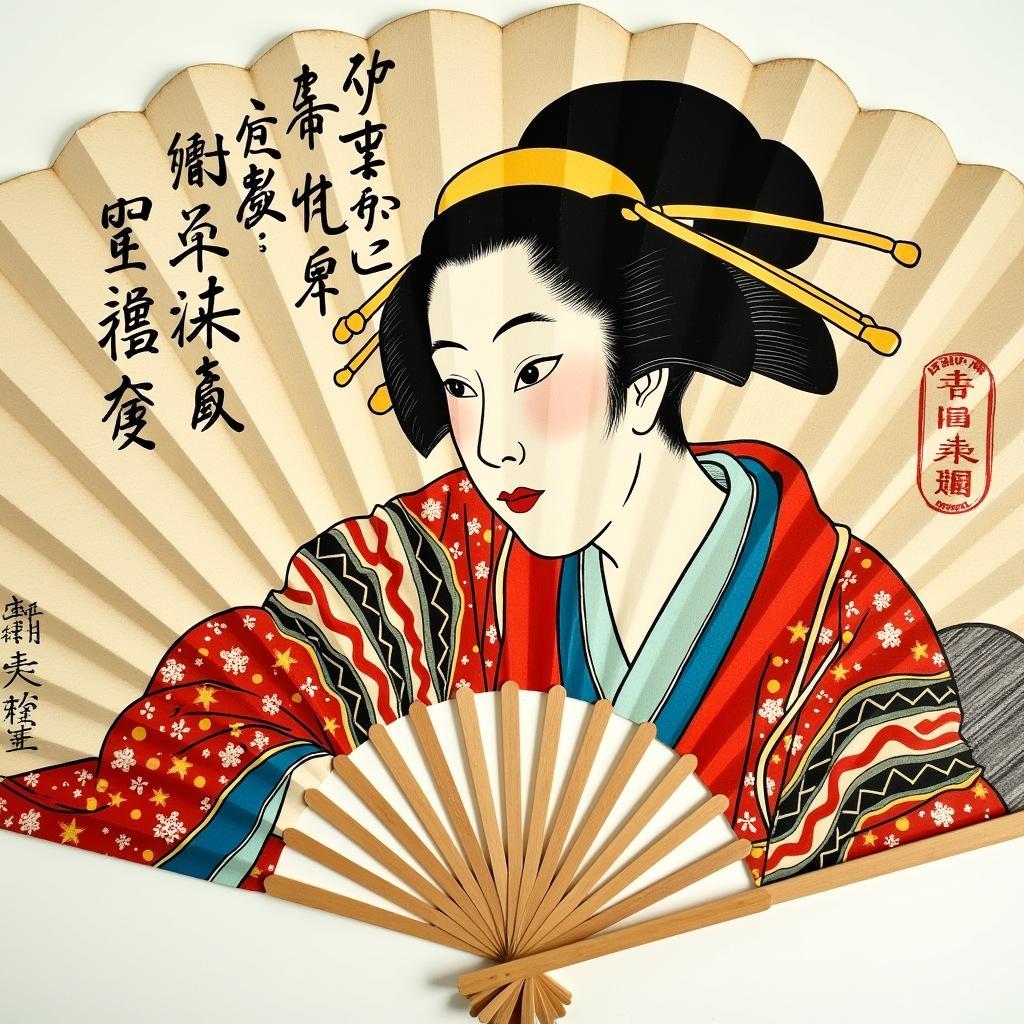 Kunisada's Depiction of Shizuka Gozen on a Fan Print