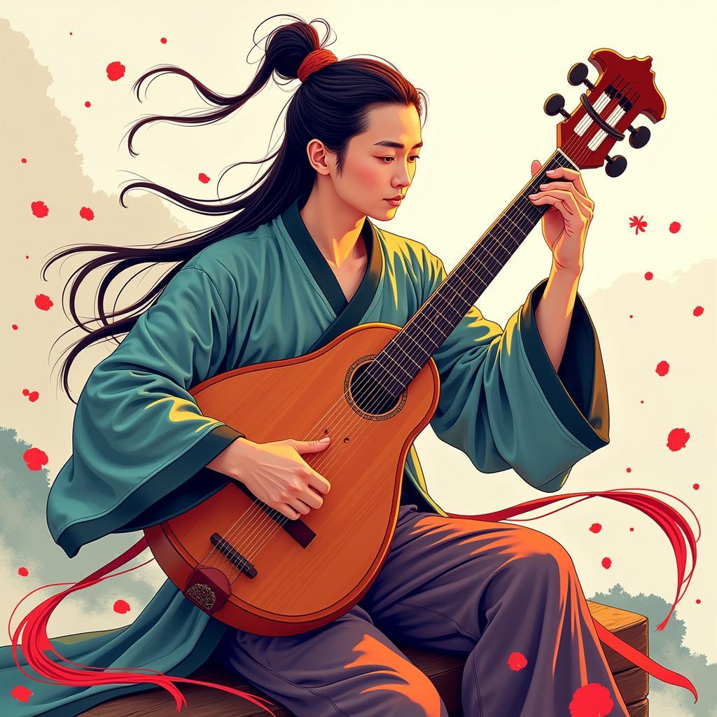 Lan Zhan Playing the Guqin