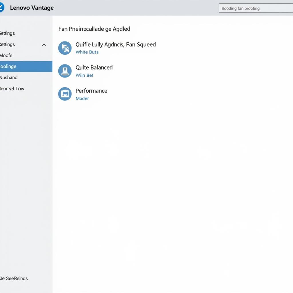 Lenovo Vantage Cooling Settings Screenshot