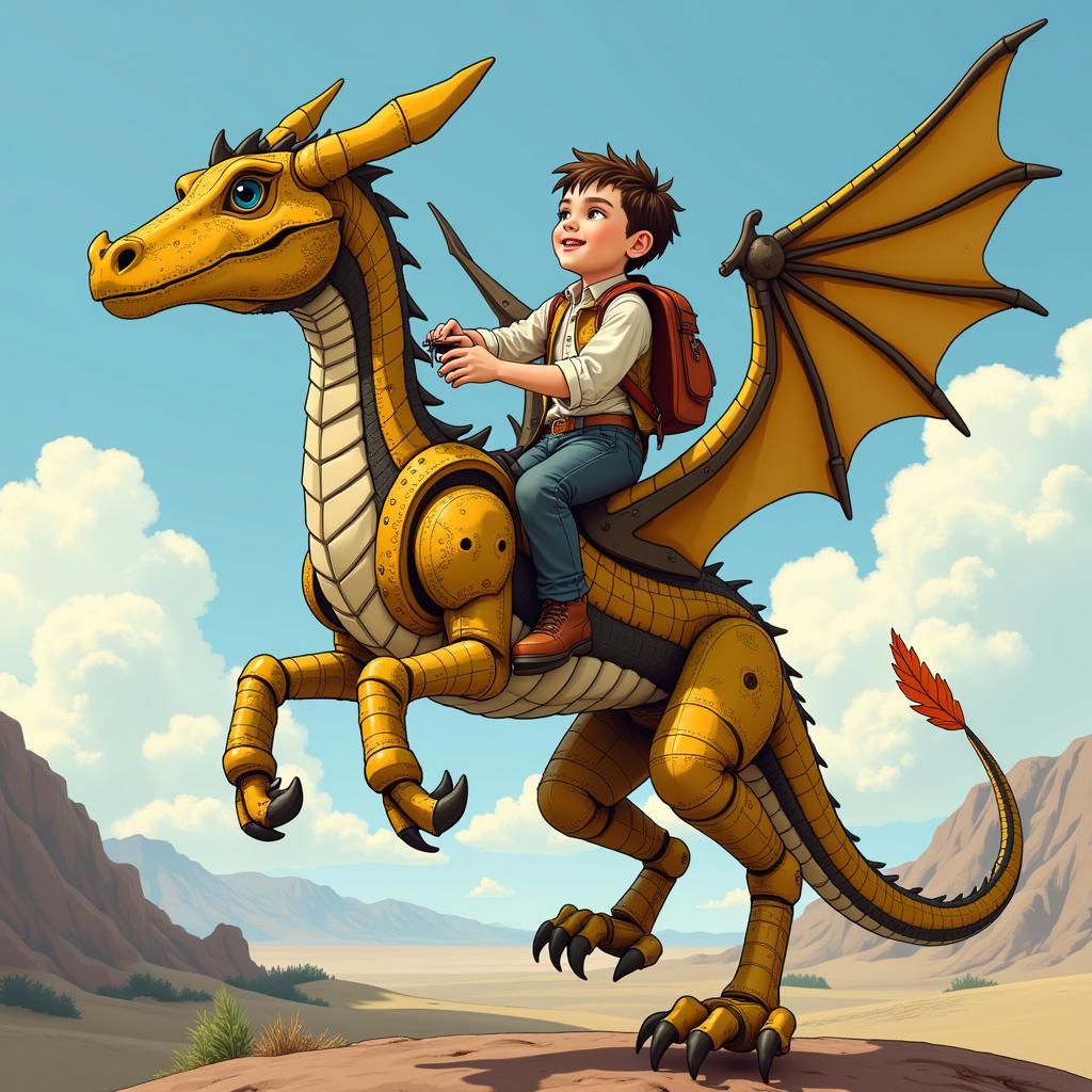 Leo Valdez and Festus the Celestial Bronze dragon fan art