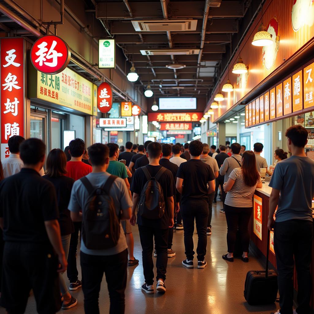 Long queue at Liao Fan Chinatown Hawker Stall