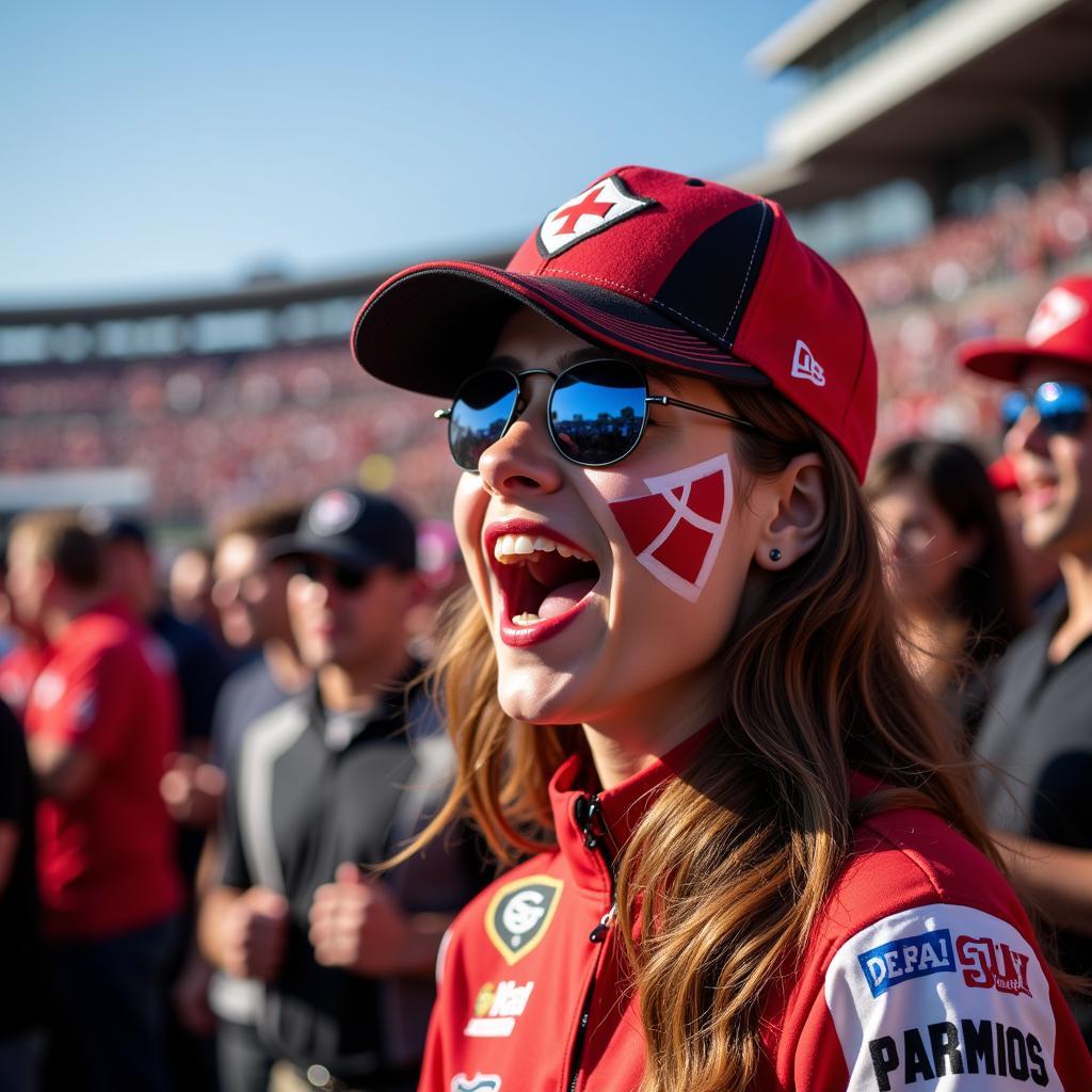 Lifetime Race Fan Cheering at the Racetrack