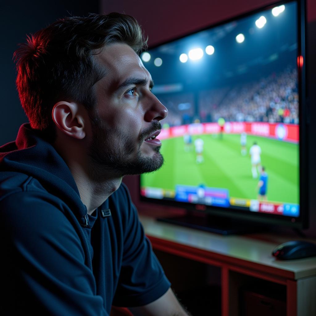 Fan Intensely Watching a Limit Round Match