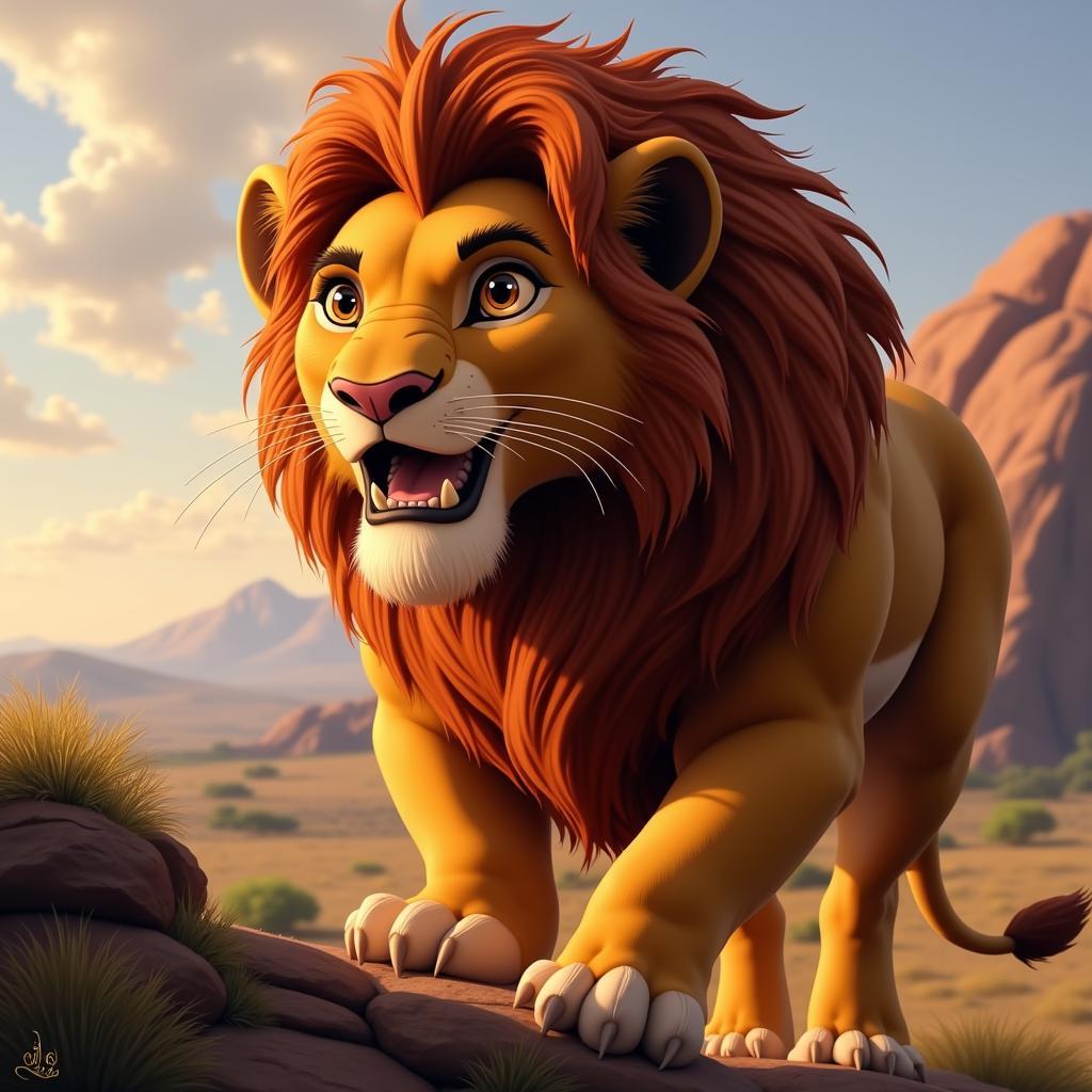 Realistic Digital Painting of Simba from the Lion King Live Action