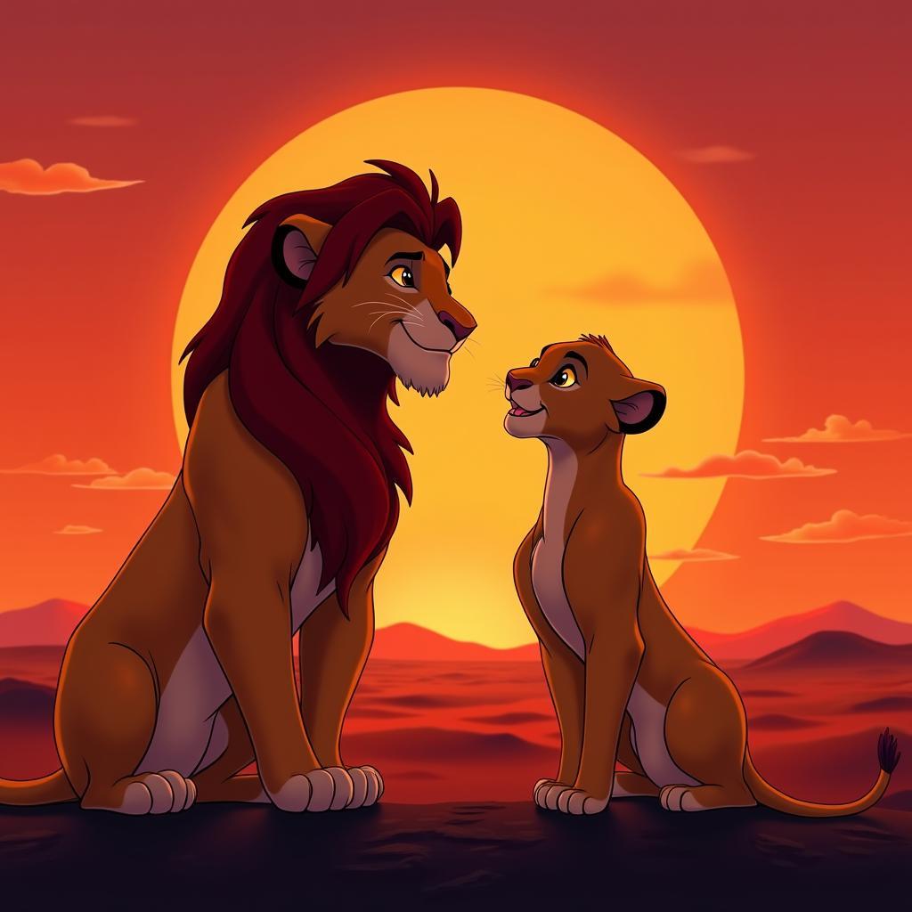 Stylized Simba and Nala Fan Art from The Lion King