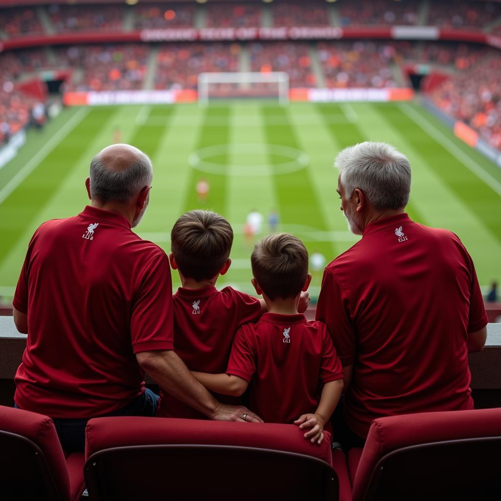 A Liverpool family watching a game together