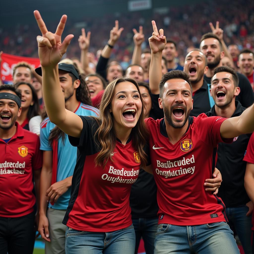 Fans celebrating a goal