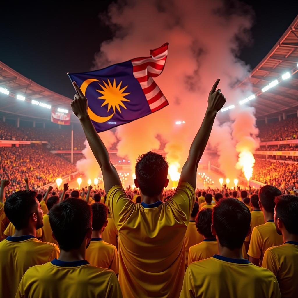 Malaysian Football Fans Celebrating a Goal