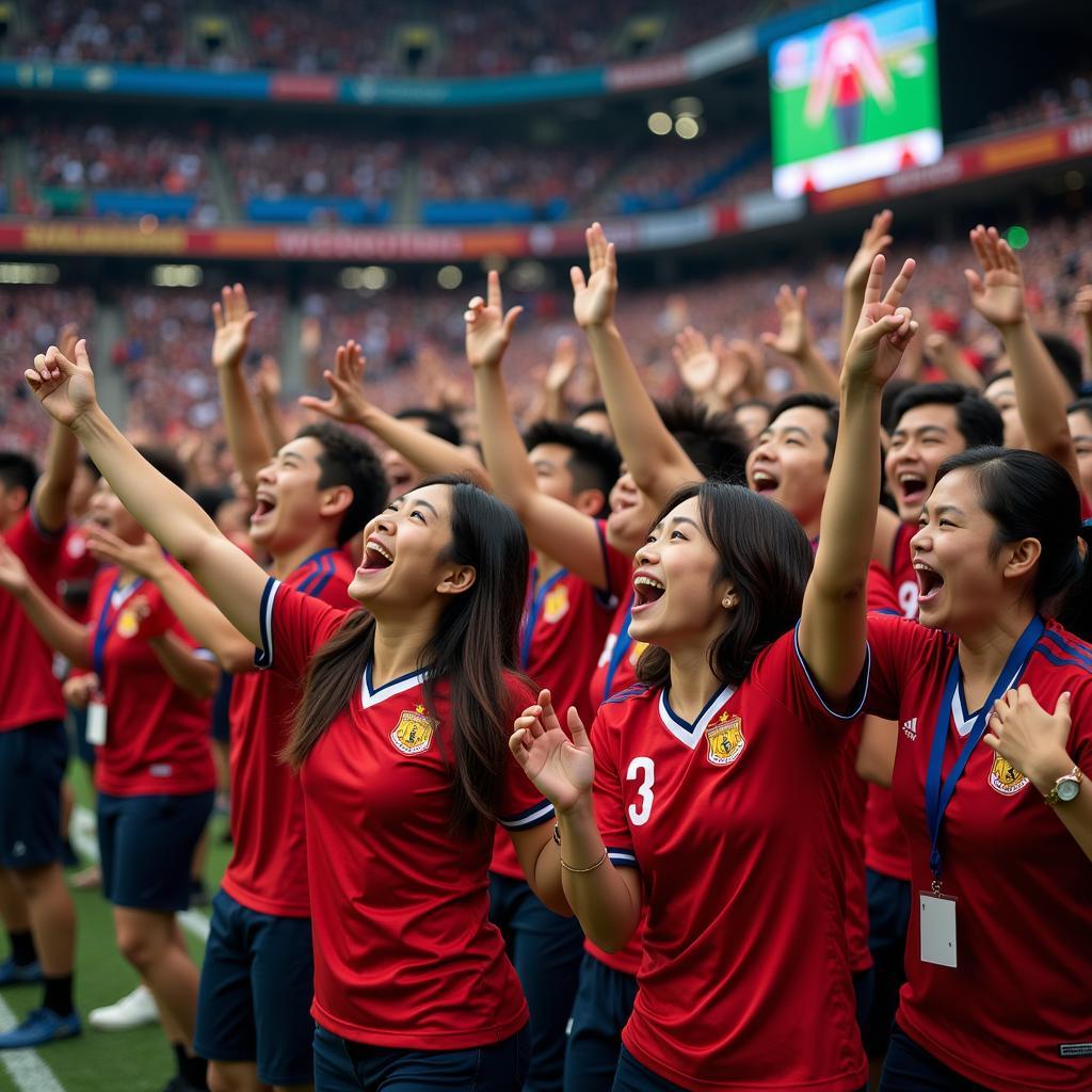 Malaysian Football Fans Celebrating a Victory