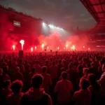 Manchester United fans celebrating a Champions League victory