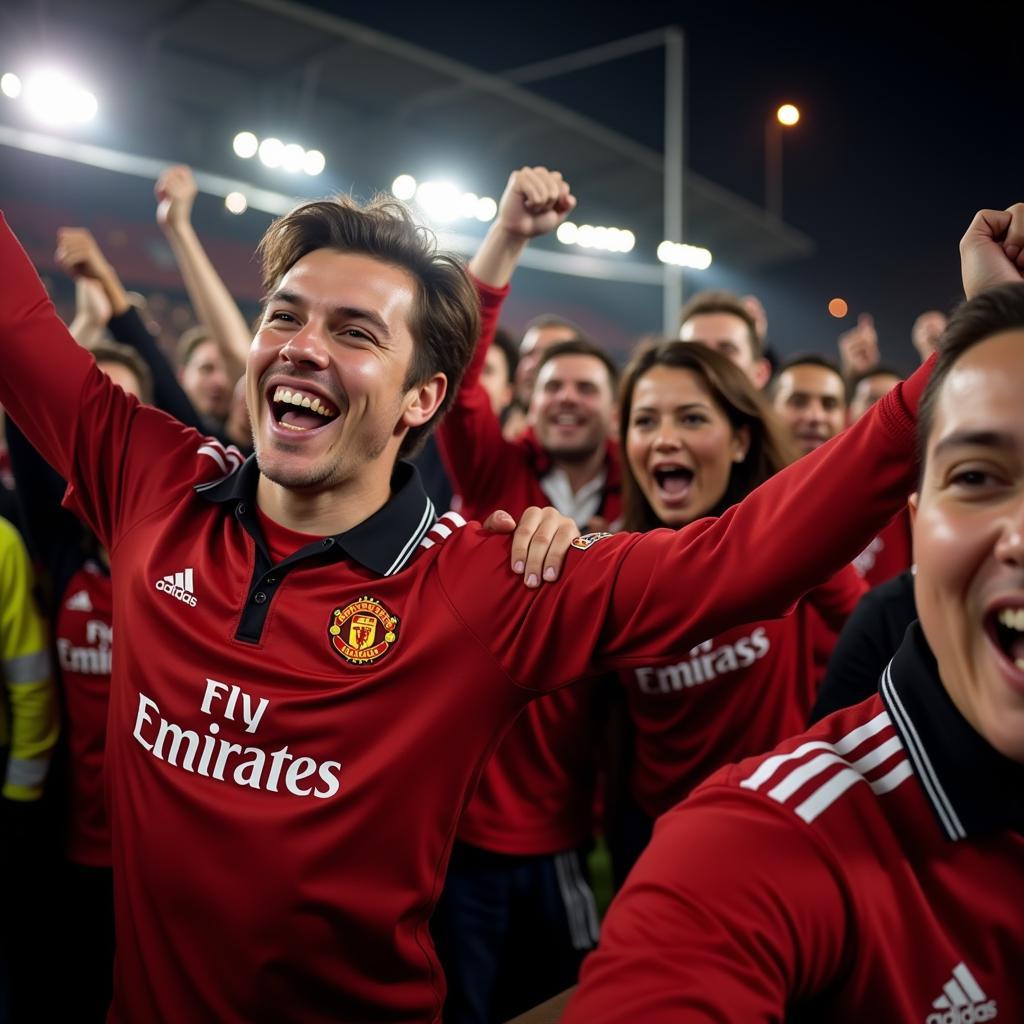 Manchester United Fans Celebrating a Goal