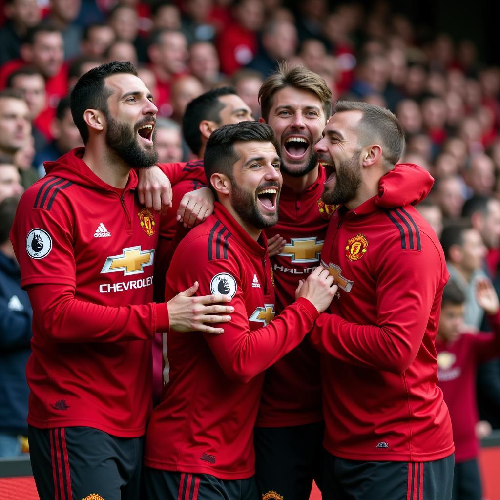 Red Devils celebrating a Manchester United goal