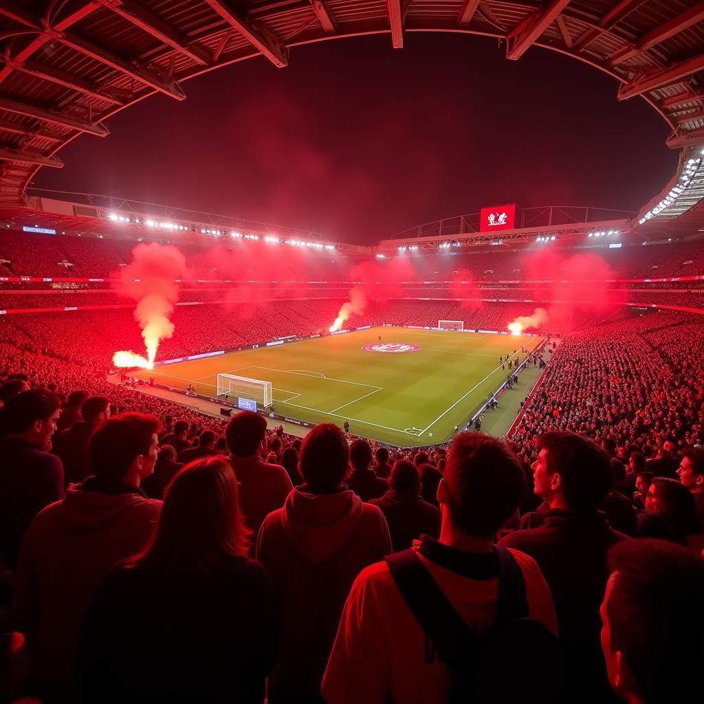 Manchester United Fans with Fan Led Vòng Đỏ