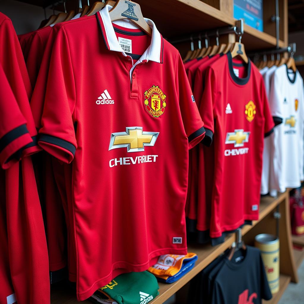 Manchester United jerseys displayed in Daklak, Vietnam.