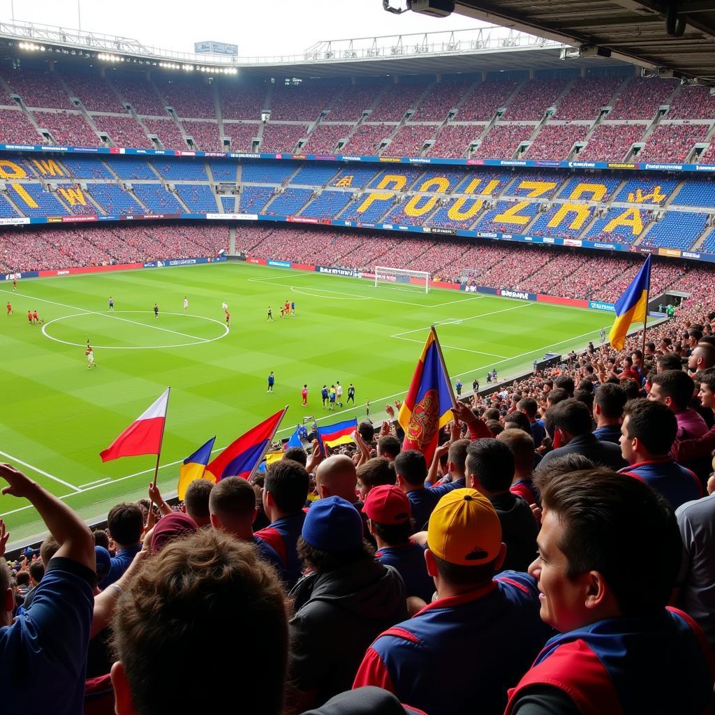 Vibrant Matchday Atmosphere in a Football Stadium