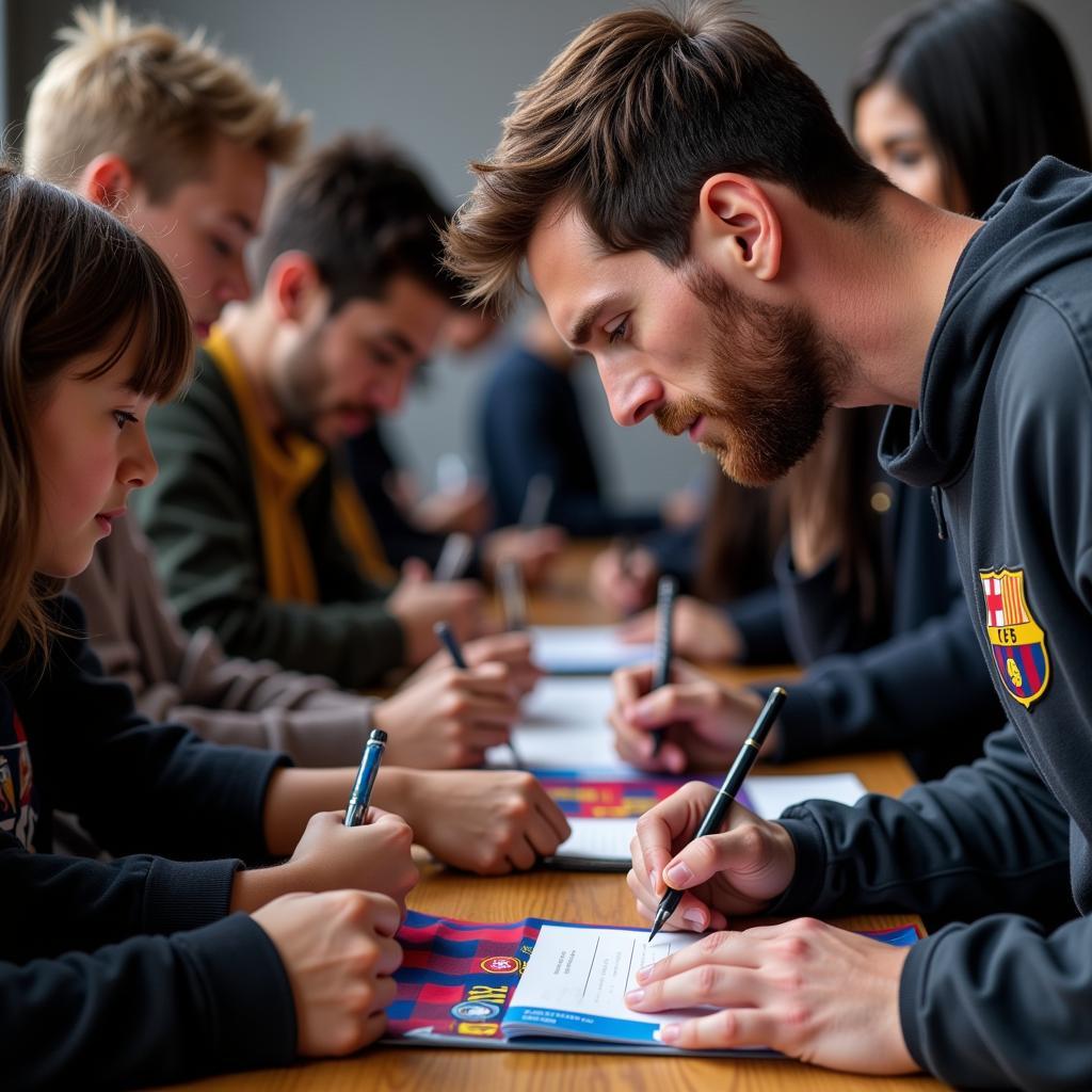 Messi Signing Autographs for Fans