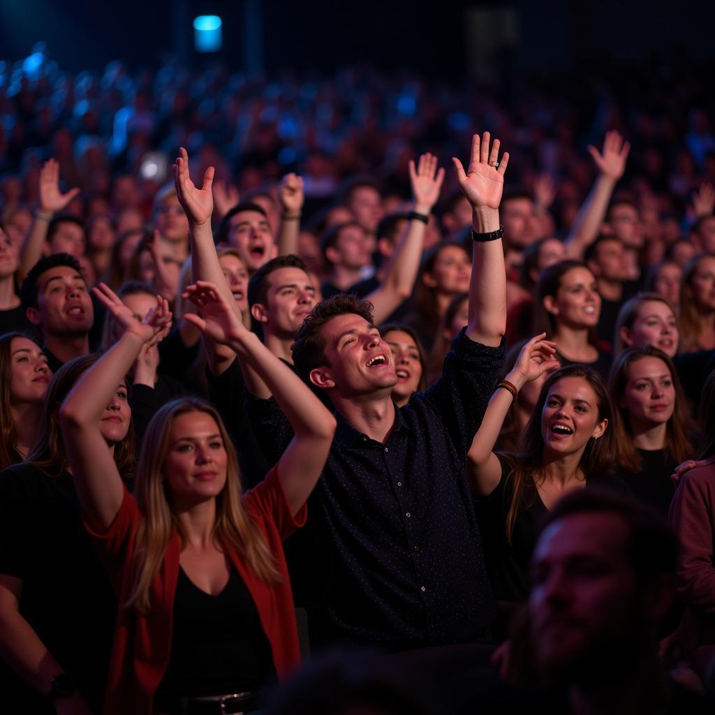 Michael Bublé fans singing along to "Feeling Good"