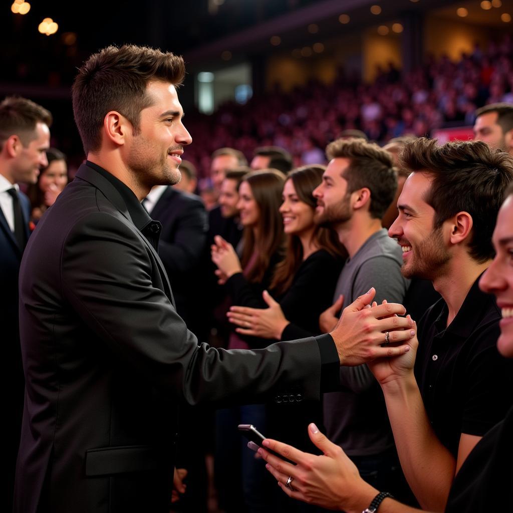 Michael Bublé meeting fans after a concert