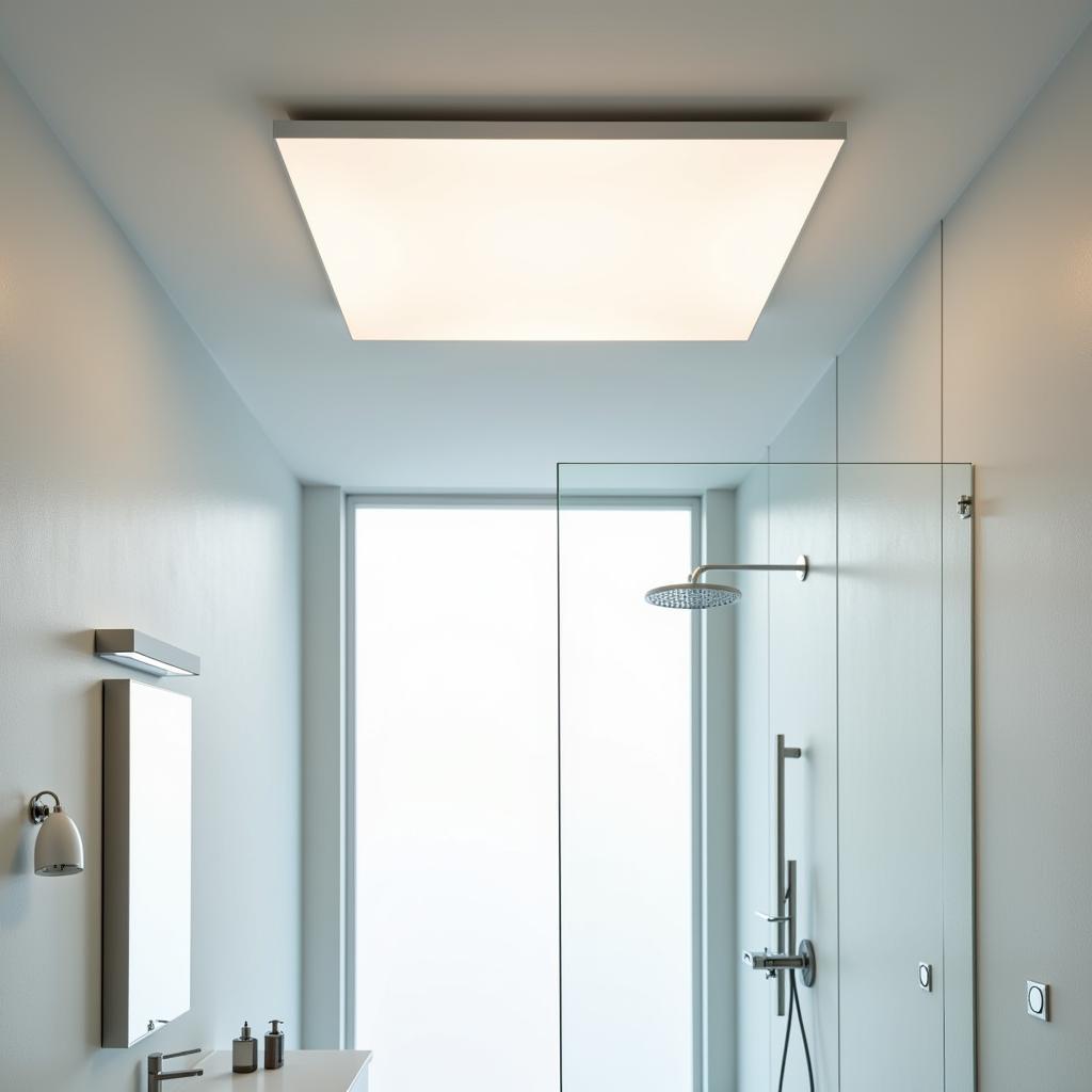 Modern Bathroom with Ventilation Fan and Light