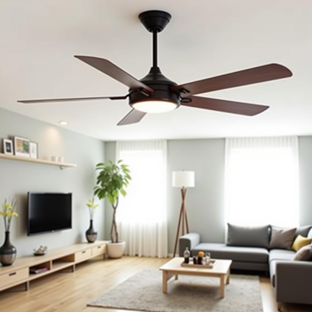 Modern Japanese Ceiling Fan with Integrated Light